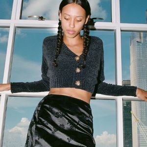 Urban Outfitters Chenille Crop Button Sweater xs